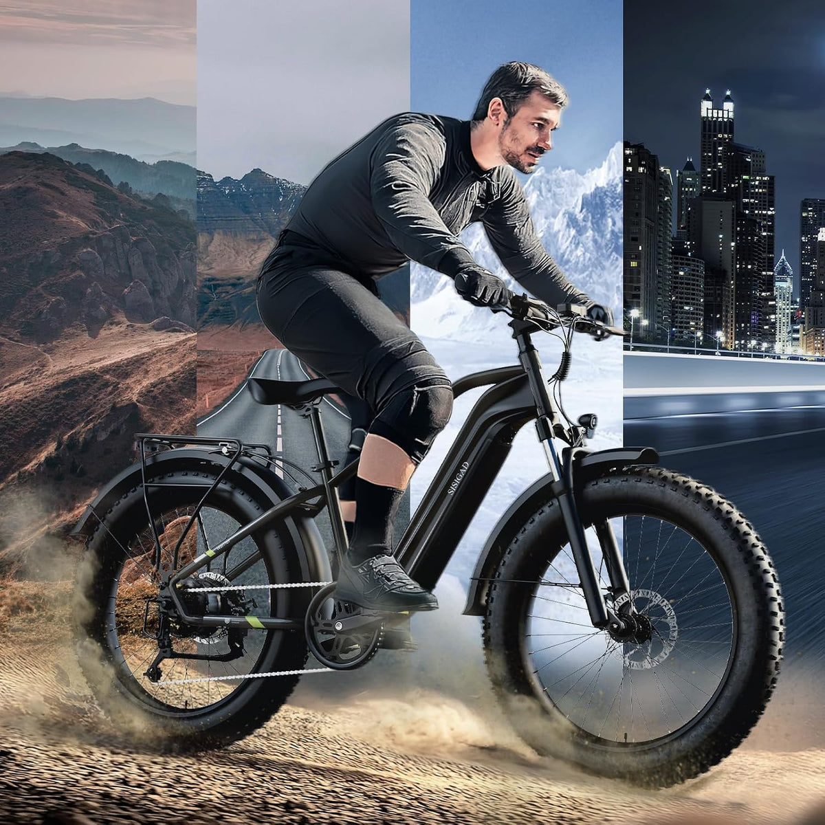 Electric Connection adult electric mountain bike with 26x4 tires, aluminum frame, 1200W motor, and LCD display.