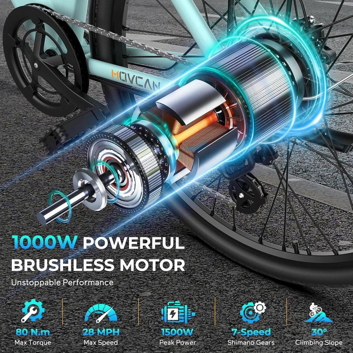 Electric Connection V80 electric bike with 26-inch wheels, 1000W motor, removable battery, and dual disc brakes for city commuting.