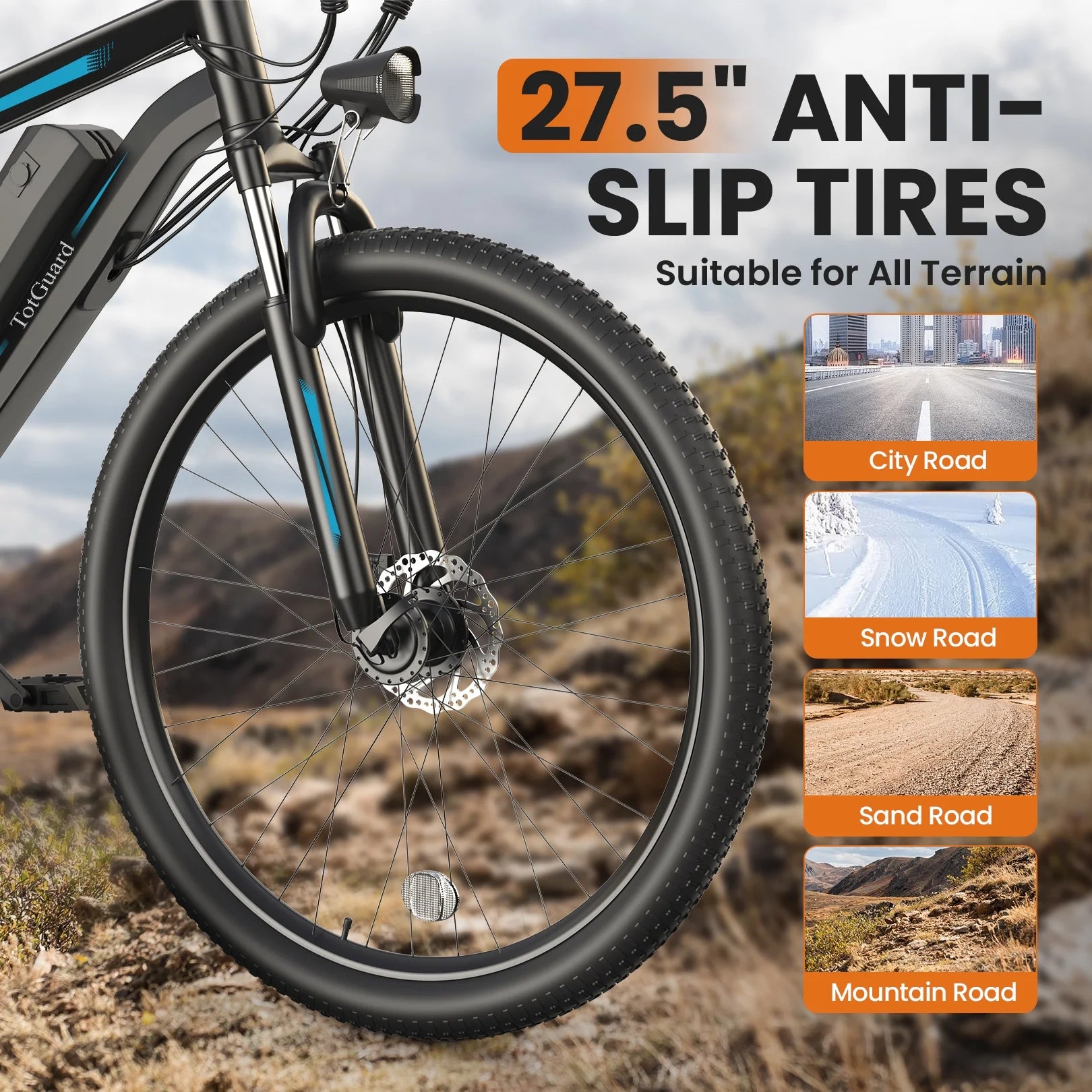 Electric Bike for Adults 27.5" E-Bike with 500W Motor, Electric Mountain Bike with 48V 10Ah Battery, Lockable Suspension Fork, Shimano 21 Speed Gears UL2849