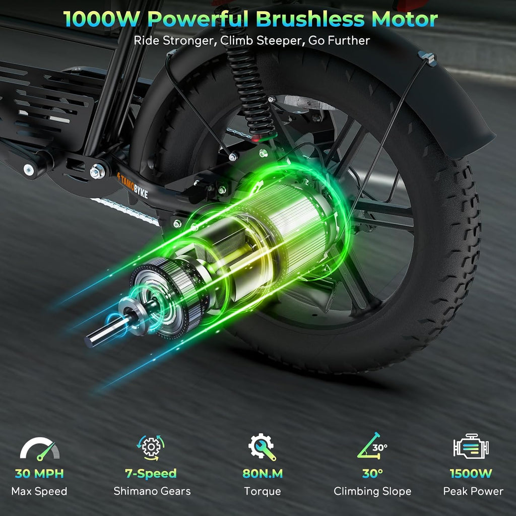 T73 Premium Series Electric Bike for Adults,48V15Ah/36Ah/41.6Ah Battery,1000W/1500W/3000W Powerful Motor,20''*4'' Fat Tire, Hydraulic Shockproof &Oils Brakes, Commute/Snow Ebike.Age 15+