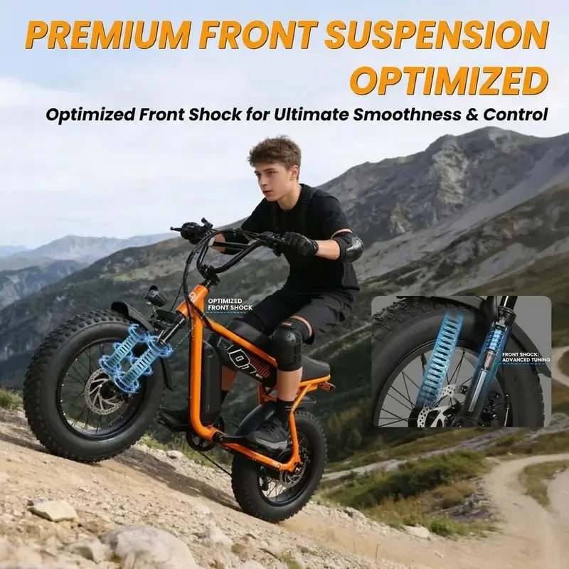 Electric Connection Fat Tire Electric Bike with thick tires, black frame, and handlebar, ready for off-road riding.