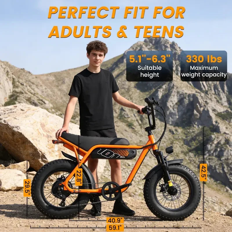 Electric Connection Fat Tire Electric Bike with sturdy frame, fat tires, and handlebar controls, ideal for off-road riding.