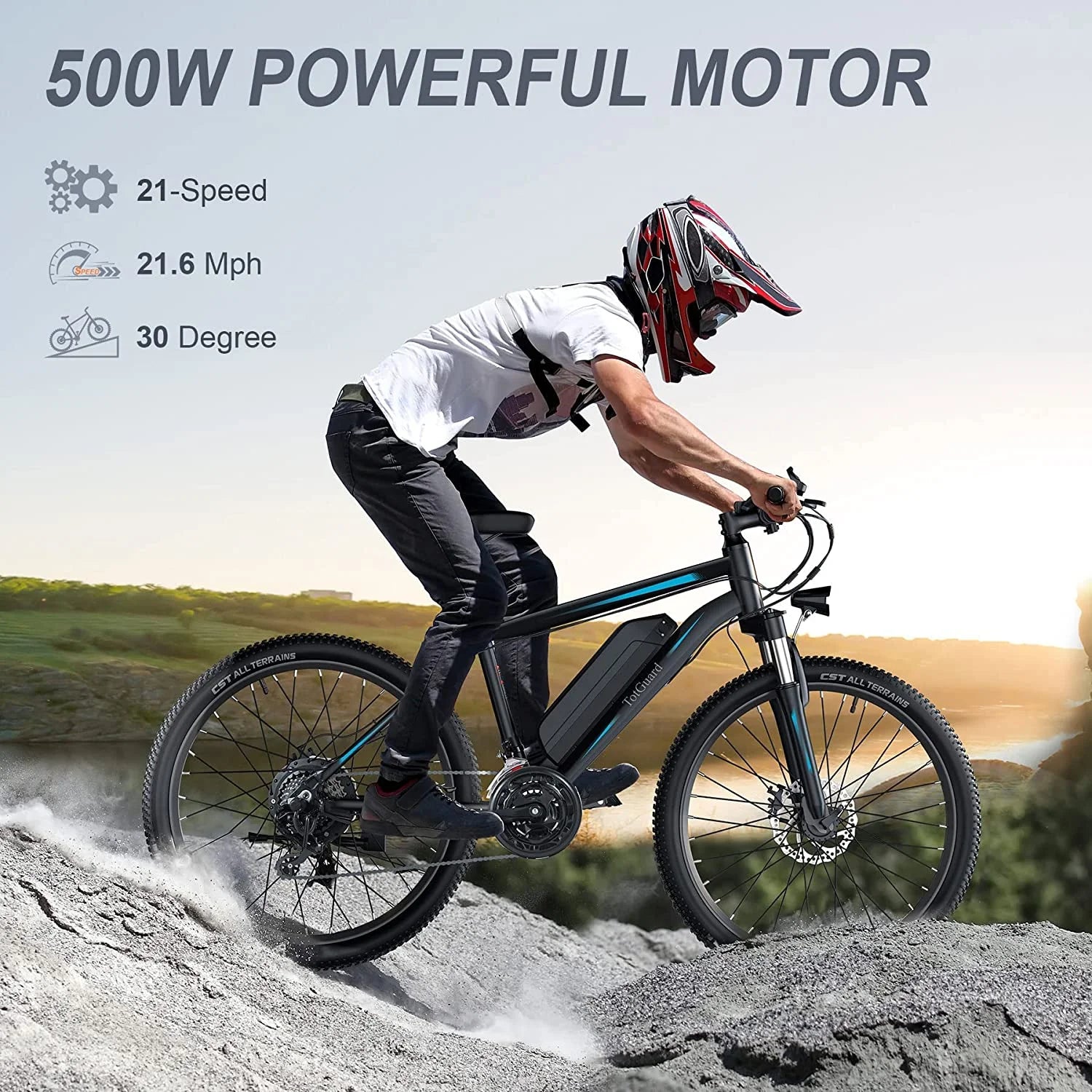 Electric Bike for Adults 27.5" E-Bike with 500W Motor, Electric Mountain Bike with 48V 10Ah Battery, Lockable Suspension Fork, Shimano 21 Speed Gears UL2849
