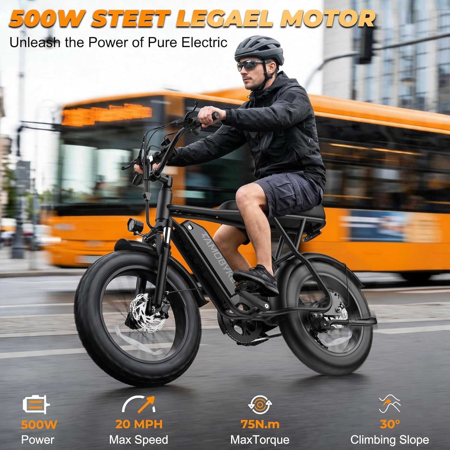 T63 Fat Tire Electric Bike, 500W Entry Level for Adults Teens | 40 Miles, 20MPH, 13Ah Removable Battery. 20 Fat Tire Ebike for Commute, School, Travel. Lightweight. UL2849 Certified.