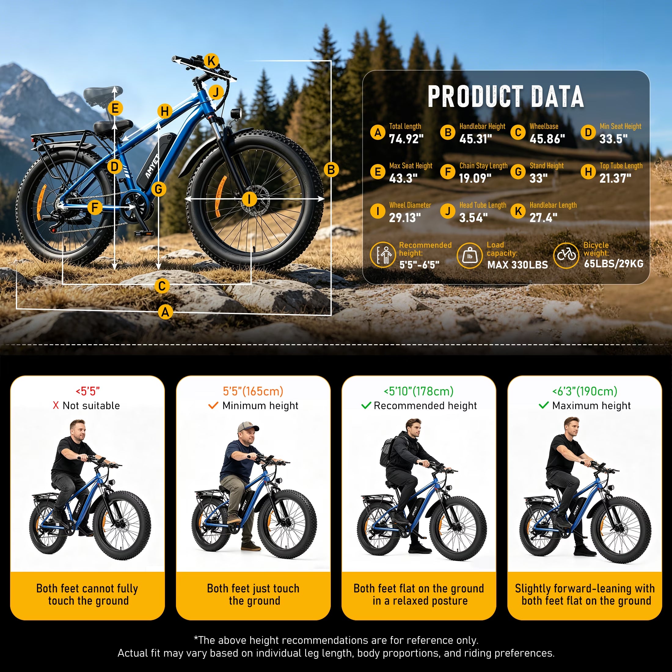EB26 Electric Bike for Adults, Peak 1500W 48V 15Ah, 26" Fat Tire Ebike, E-Mountain Bicycle, UL2849