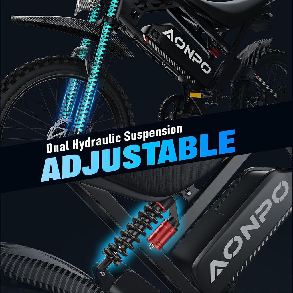 A20 Electric Bike for Adults, Peak 2000W Electric Dirt Bikes for Adults | UL 2849 48V 18.2Ah(873.6Wh) E-Bike, 100 Miles(Pas), Hydraulic Disc Brakes E Bike for Teens, 17" Dirt Tires Ebikes for Adults