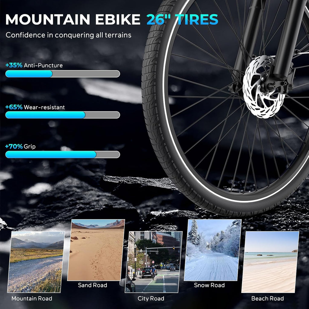 Electric Connection V80 electric bike with 26-inch wheels, 1000W motor, and dual disc brakes, suitable for city commuting.
