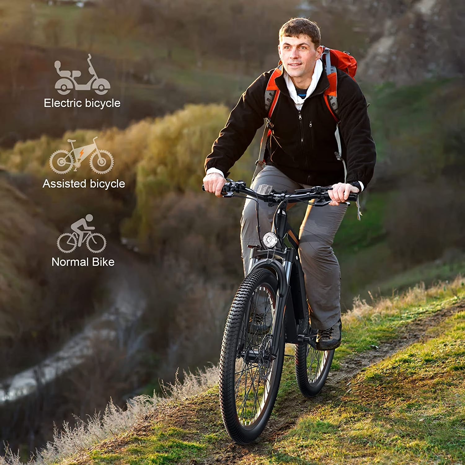 Electric Bike for Adults 27.5" E-Bike with 500W Motor, Electric Mountain Bike with 48V 10Ah Battery, Lockable Suspension Fork, Shimano 21 Speed Gears UL2849