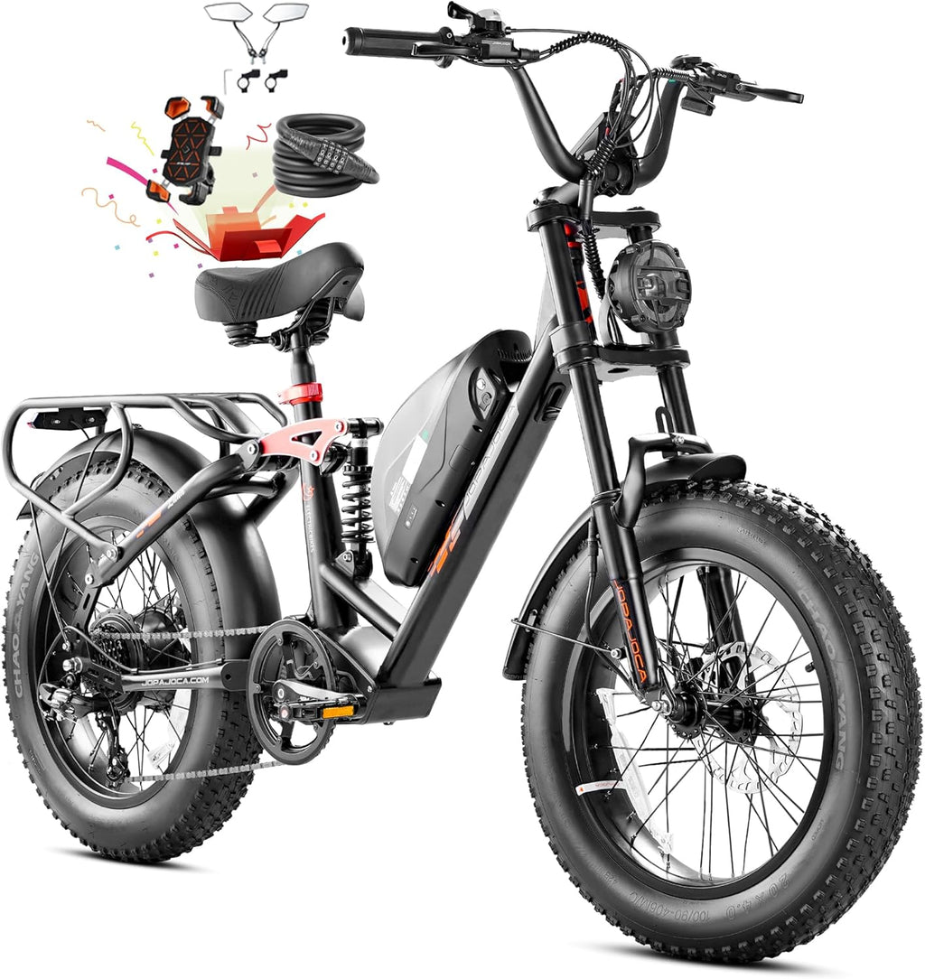 2026 Luna/Terra 3000W/1500W 33MPH Dual Motor Ebike for Men Women, 20/15Ah 80+ Mi Long Range Electric Bike for Adults, 20" Fat Tire Full Suspension All-Terrain E-Bike with Hydraulic Disc Brake