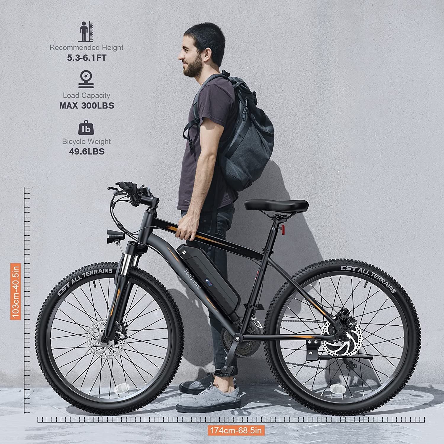 Electric Bike for Adults 27.5" E-Bike with 500W Motor, Electric Mountain Bike with 48V 10Ah Battery, Lockable Suspension Fork, Shimano 21 Speed Gears UL2849