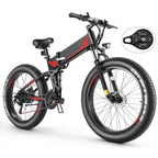 26"X4" Folding Fat Tire Electric Bike, Full Suspensions, 500W Ebike, 5 Riding Modes, 48V 10.4Ah Battery, 21 Speed, LCD, All Terrain E Bike for Adult UL2849