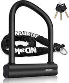 Bike Locks Heavy Duty anti Theft 18Mm Thick, Motorcycle U Lock with 4FT X 6Mm Security Chain, 3Keys Large U-Shape Electric Bicycle Wheel Lock for Ebike, Escooter, Fat-Tire Dirt-Bike, Tricycle