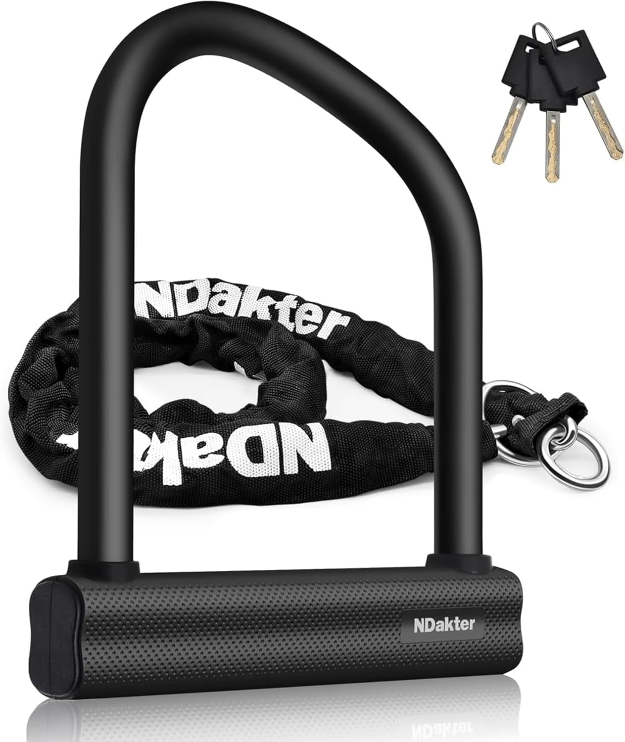 Bike Locks Heavy Duty anti Theft 18Mm Thick, Motorcycle U Lock with 4FT X 6Mm Security Chain, 3Keys Large U-Shape Electric Bicycle Wheel Lock for Ebike, Escooter, Fat-Tire Dirt-Bike, Tricycle
