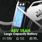 Electric Bike for Adults - 1000W Peak Motor Ebike with 48V15Ah Removable Battery, 20" X 3.0 Fat Tire Step-Thru 7-Speed Commuter Electric Bicycle, up to 24 MPH, 70 Miles Range, UL 2849 Certified.