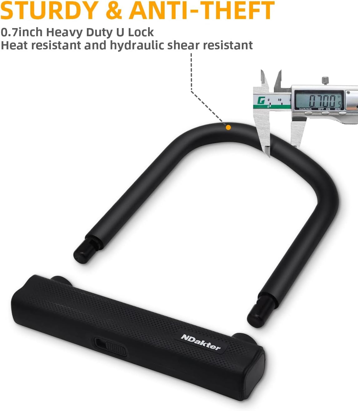 Bike Locks Heavy Duty anti Theft 18Mm Thick, Motorcycle U Lock with 4FT X 6Mm Security Chain, 3Keys Large U-Shape Electric Bicycle Wheel Lock for Ebike, Escooter, Fat-Tire Dirt-Bike, Tricycle