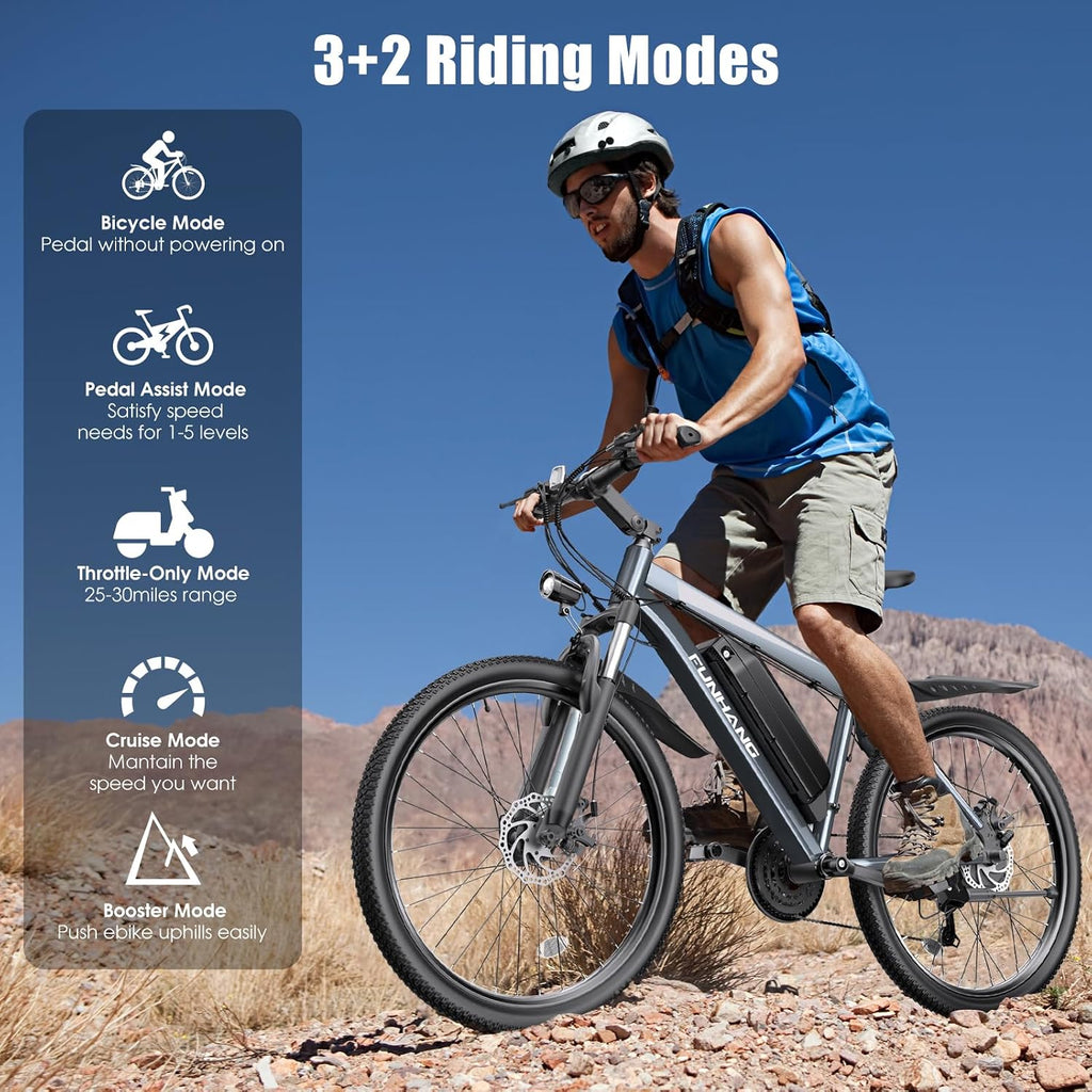 Electric Bike for Adults, 1000W Peak Ebike, 50Miles 20MPH Electric Mountain Bike, 26" Adult Electric Bicycle with 48V Removable Battery, Fenders,7 Speed, Front Suspension, UL 2849 Certified