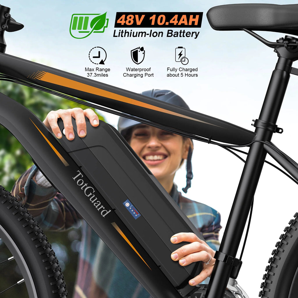 Electric Bike for Adults 27.5" E-Bike with 500W Motor, Electric Mountain Bike with 48V 10Ah Battery, Lockable Suspension Fork, Shimano 21 Speed Gears UL2849
