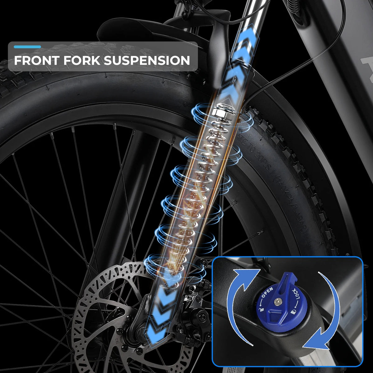 Electric Connection Peak 1000W electric mountain bike with fat tires, 7-speed gears, rear rack, 26-inch wheels, and 48V battery.