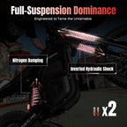 Electric Connection IN10 Pro electric dirt bike with 17 and 14-inch tires, hydraulic brakes, dual shocks, and 5500W motor.