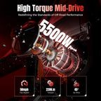 Electric Connection IN10 Pro electric dirt bike with 17/14-inch tires, 5500W motor, hydraulic brakes, and dual shock for off-road riding