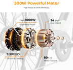 Cityscape 2.0 Electric Bike for Adults with Peak 1200W Motor, 468Wh Removable Battery, 50Miles 26" Electric Commuter Bike, 7-Speed,Ul Certified