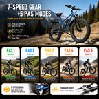 EB26 Electric Bike for Adults, Peak 1500W 48V 15Ah, 26" Fat Tire Ebike, E-Mountain Bicycle, UL2849