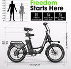 Electric Bike for Adults - 1000W Peak Motor Ebike with 48V15Ah Removable Battery, 20" X 3.0 Fat Tire Step-Thru 7-Speed Commuter Electric Bicycle, up to 24 MPH, 70 Miles Range, UL 2849 Certified.