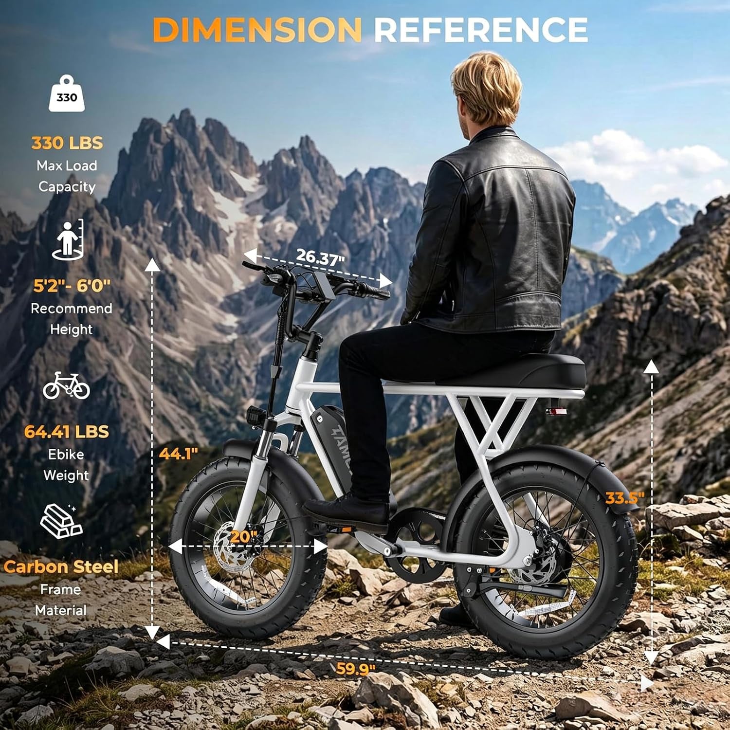 T63 Fat Tire Electric Bike, 500W Entry Level for Adults Teens | 40 Miles, 20MPH, 13Ah Removable Battery. 20 Fat Tire Ebike for Commute, School, Travel. Lightweight. UL2849 Certified.