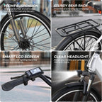 Electric Bike for Adults,26" Step-Thru Ebike with 1000W Peak Motor,50 Miles 20MPH Adult Electric Bicycles with 48V Internal Removable Battery, Adjustable Stem,7 Speed,Ul 2849 Certified