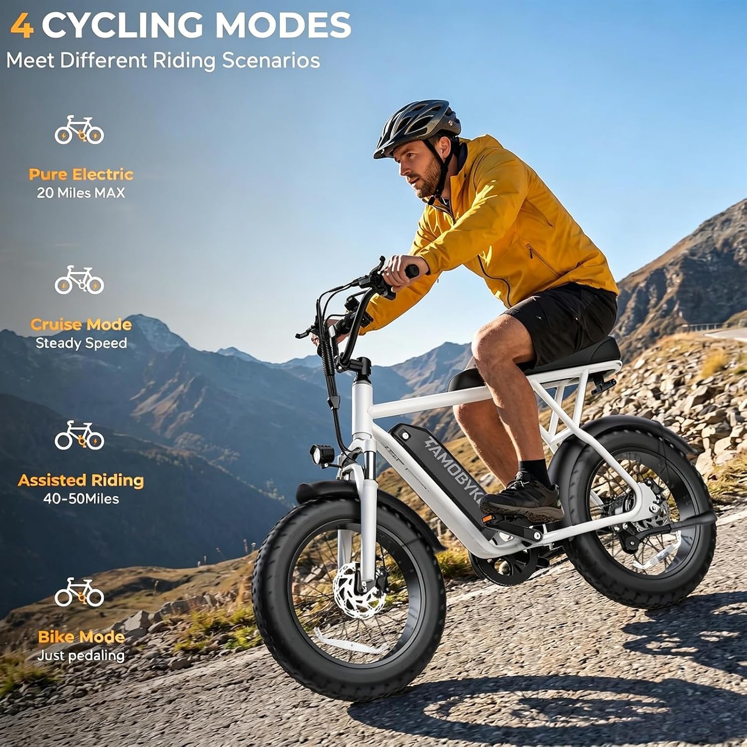 T63 Fat Tire Electric Bike, 500W Entry Level for Adults Teens | 40 Miles, 20MPH, 13Ah Removable Battery. 20 Fat Tire Ebike for Commute, School, Travel. Lightweight. UL2849 Certified.