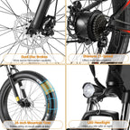 26"X4" Folding Fat Tire Electric Bike, Full Suspensions, 500W Ebike, 5 Riding Modes, 48V 10.4Ah Battery, 21 Speed, LCD, All Terrain E Bike for Adult UL2849