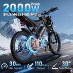 A20 Electric Bike for Adults, Peak 2000W Electric Dirt Bikes for Adults | UL 2849 48V 18.2Ah(873.6Wh) E-Bike, 100 Miles(Pas), Hydraulic Disc Brakes E Bike for Teens, 17" Dirt Tires Ebikes for Adults