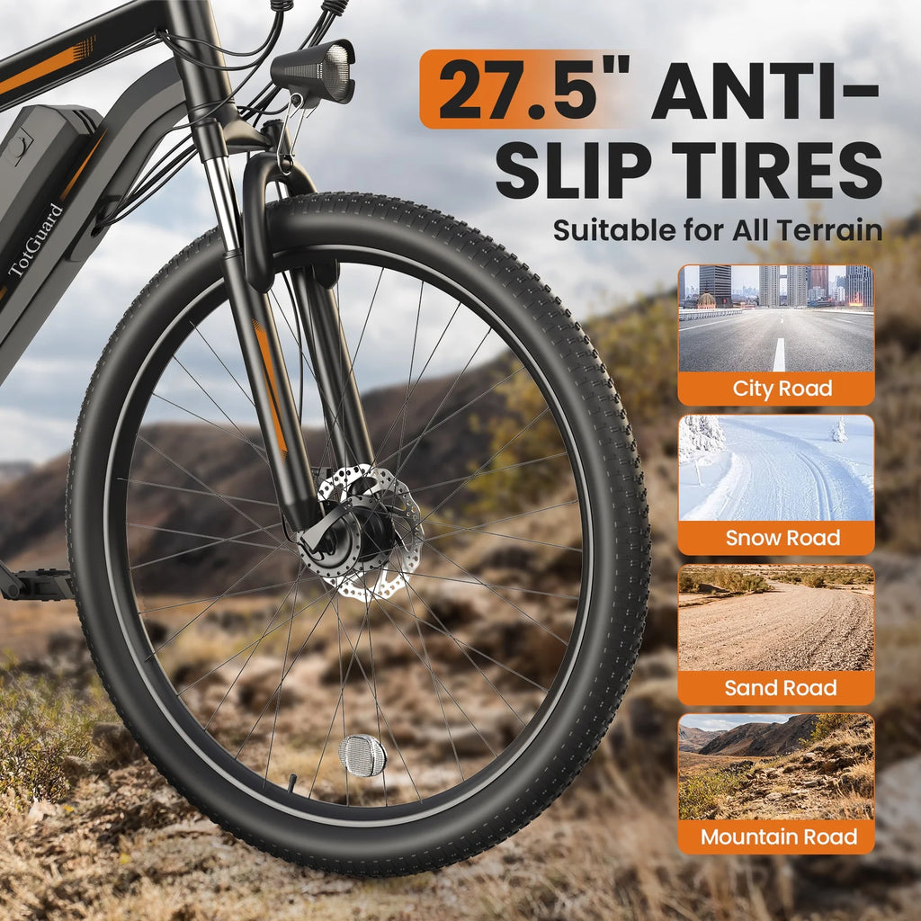 Electric Bike for Adults 27.5" E-Bike with 500W Motor, Electric Mountain Bike with 48V 10Ah Battery, Lockable Suspension Fork, Shimano 21 Speed Gears UL2849