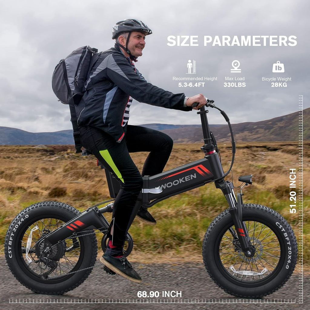 Electric Bike, 20''X4.0 Fat Tire Electric Bike for Adults | 500W Foldable Electric Bike with 48V 10Ah Battery,Professional 7 Speed,Shock Absorber, Ebike for Mountain Beach Snow