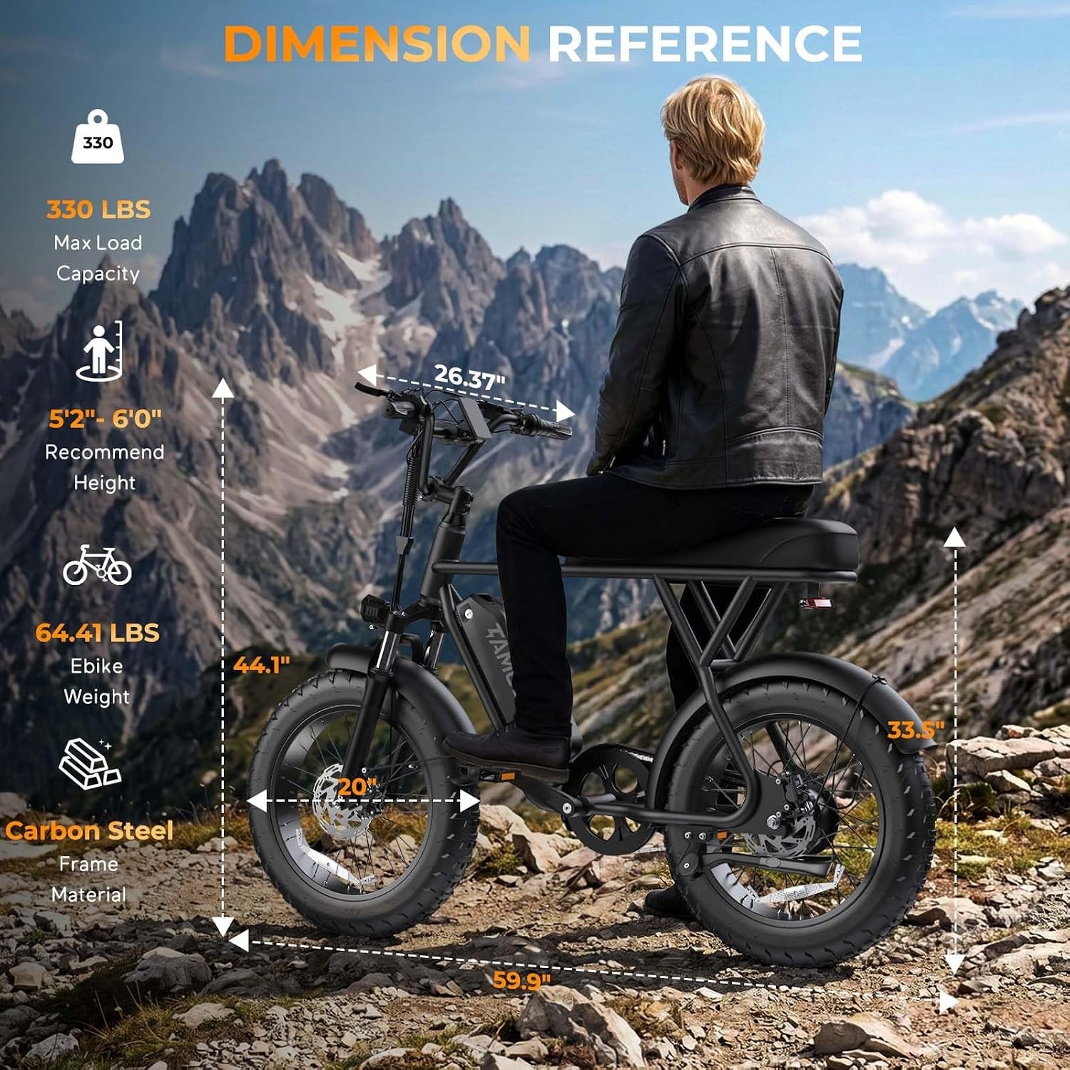 T63 Fat Tire Electric Bike, 500W Entry Level for Adults Teens | 40 Miles, 20MPH, 13Ah Removable Battery. 20 Fat Tire Ebike for Commute, School, Travel. Lightweight. UL2849 Certified.