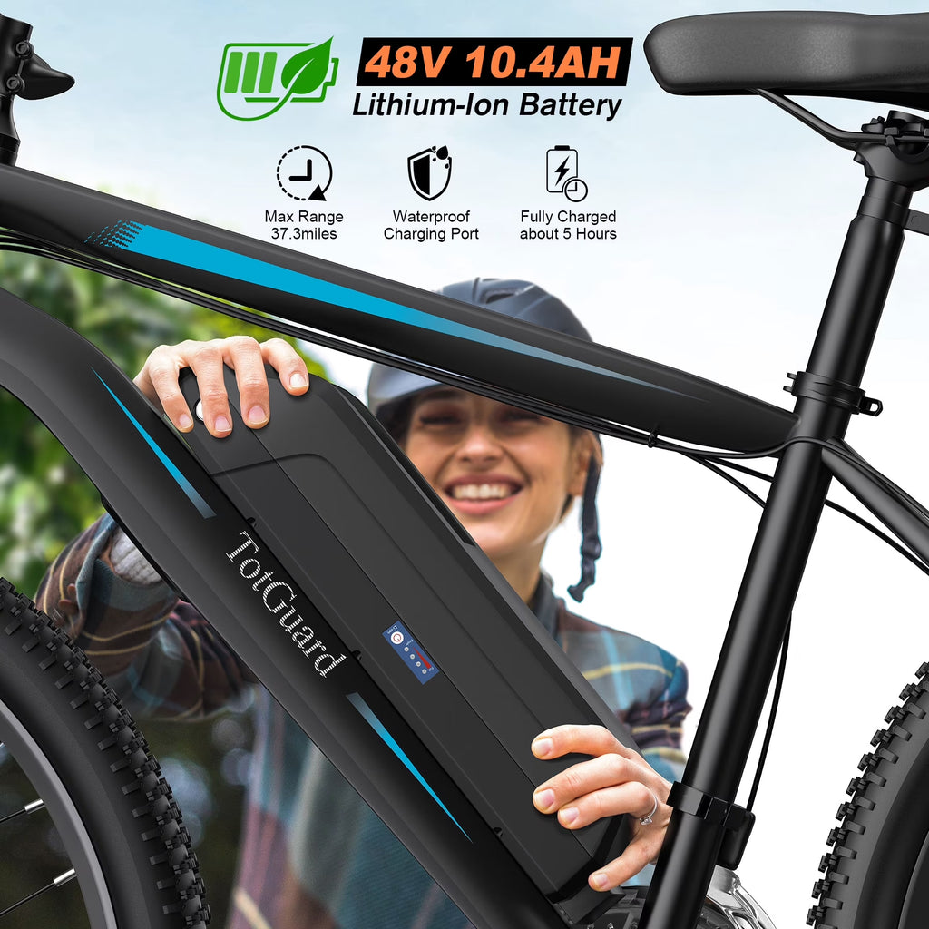 Electric Bike for Adults 27.5" E-Bike with 500W Motor, Electric Mountain Bike with 48V 10Ah Battery, Lockable Suspension Fork, Shimano 21 Speed Gears UL2849