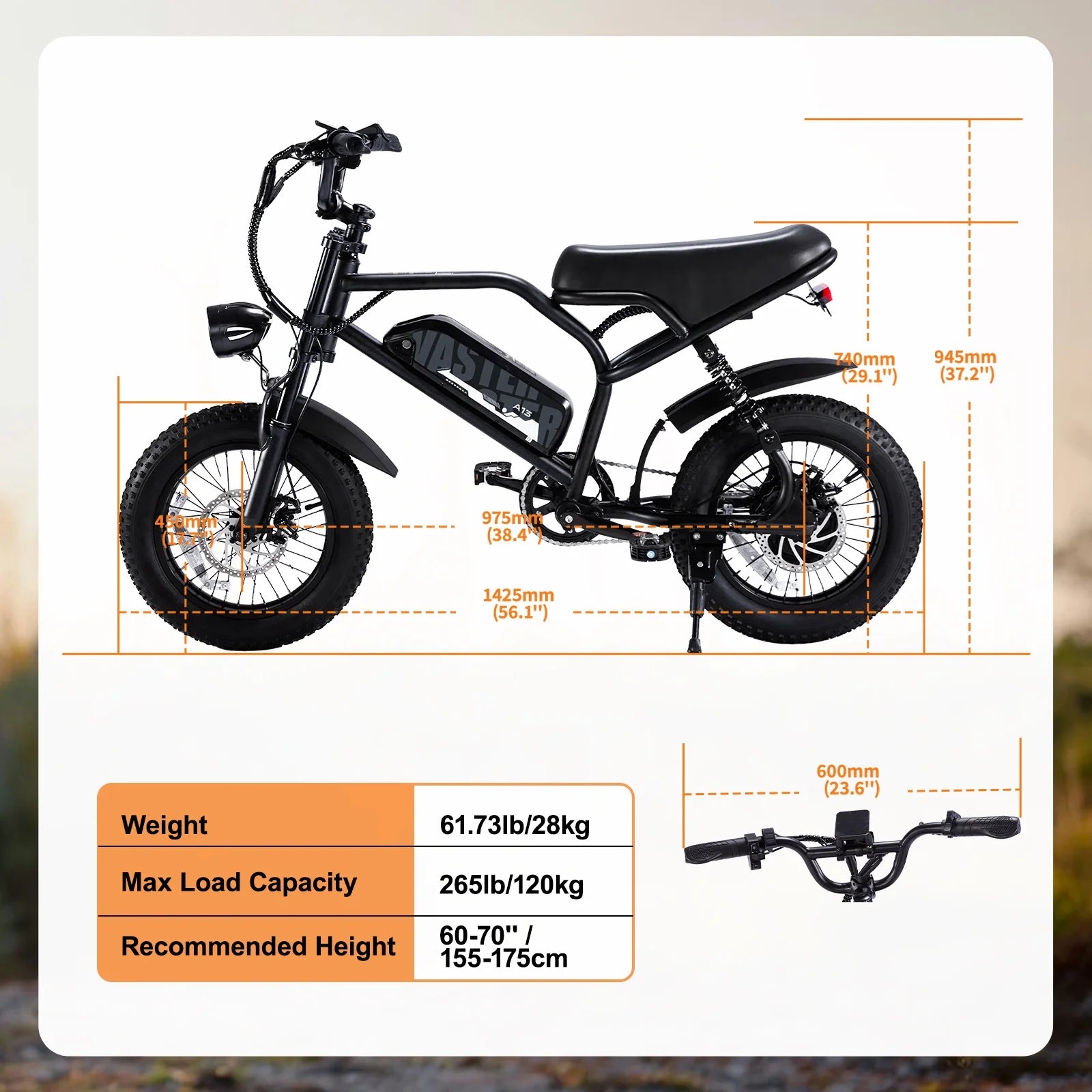Electric Bike,16" Fat Tire Ebike,500W Motor,48V 12Ah Removable Battery,4X Suspension,38 Miles Pure Electric,55 Miles Pedal