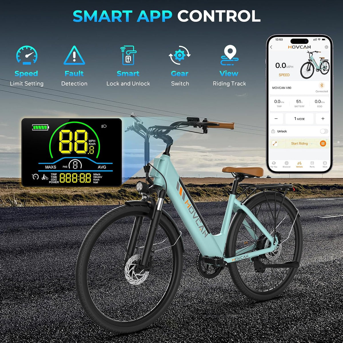Electric Connection V80 electric bike with 26-inch wheels, 1000W motor, dual disc brakes, and a removable 48V battery for city commuting.