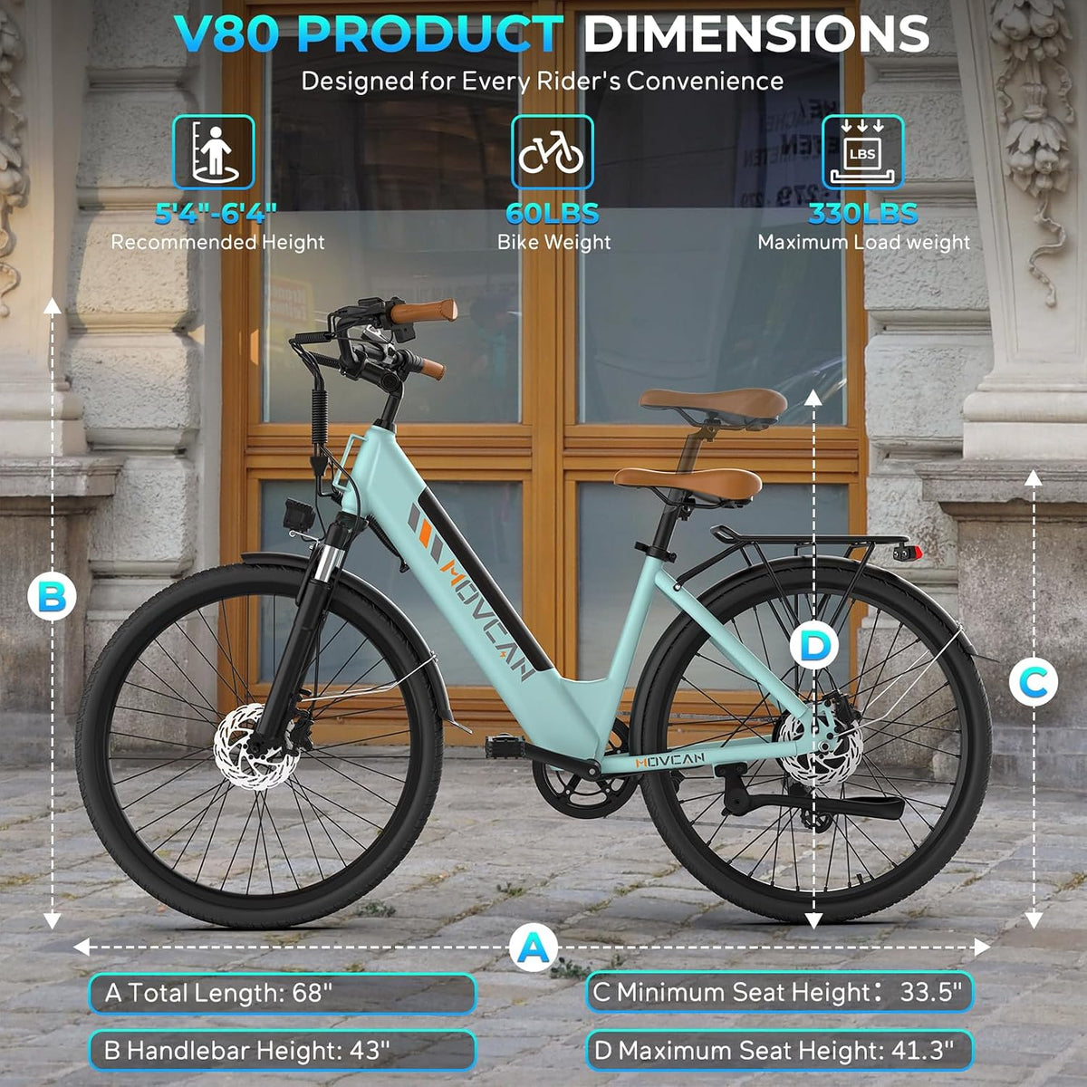 Electric Connection V80 electric bike with 26-inch wheels, 1000W motor, dual disc brakes, and removable 48V battery for city commuting.