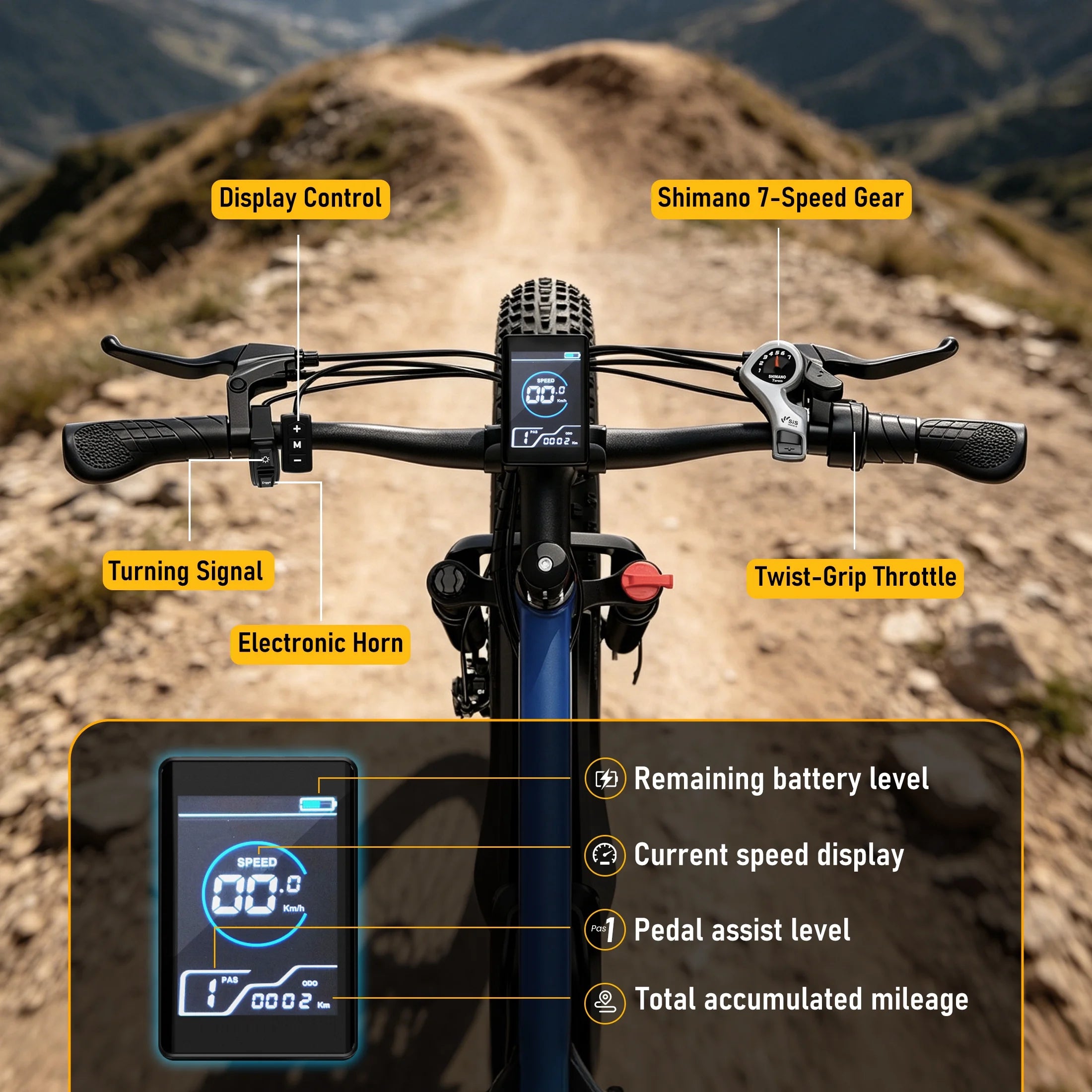 EB26 Electric Bike for Adults, Peak 1500W 48V 15Ah, 26" Fat Tire Ebike, E-Mountain Bicycle, UL2849