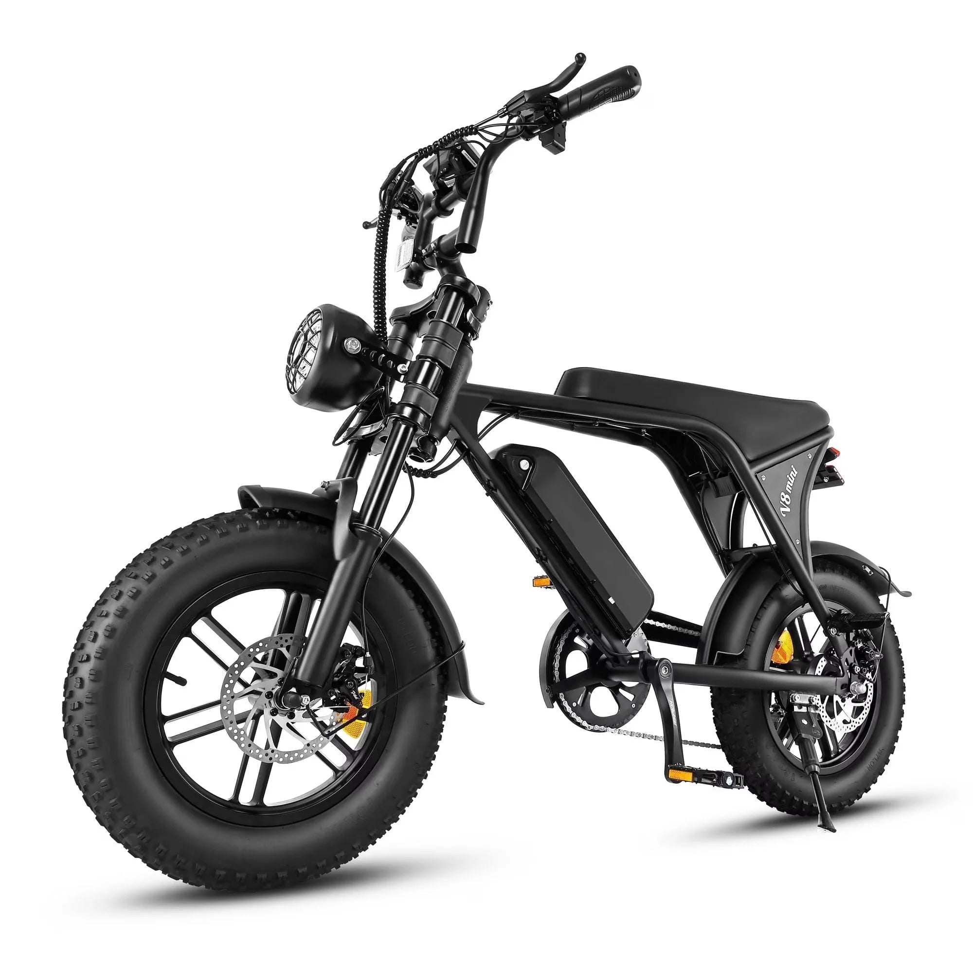 V8 Mini Electric Bike for Adults, 16" Fat Tire Ebike, 500W Electric Bicycle, 36V 10.4Ah, Black E Bike UL2849