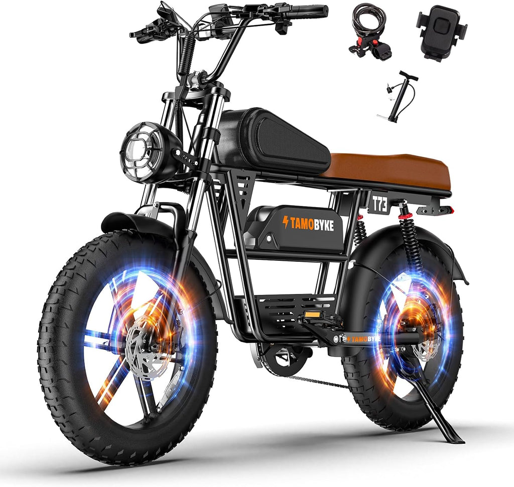 T73 Premium Series Electric Bike for Adults,48V15Ah/36Ah/41.6Ah Battery,1000W/1500W/3000W Powerful Motor,20''*4'' Fat Tire, Hydraulic Shockproof &Oils Brakes, Commute/Snow Ebike.Age 15+