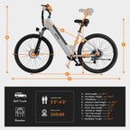 Silver Cityone electric bike for adults with 26-inch step-through frame, 20MPH, 750W motor, 7-speed, and 2.1-inch tires.