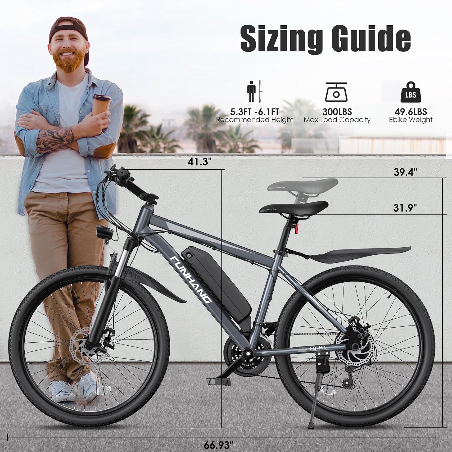Electric Bike for Adults, 1000W Peak Ebike, 50Miles 20MPH Electric Mountain Bike, 26" Adult Electric Bicycle with 48V Removable Battery, Fenders,7 Speed, Front Suspension, UL 2849 Certified