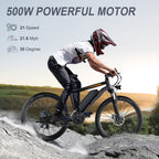 Electric Bike for Adults 27.5" E-Bike with 500W Motor, Electric Mountain Bike with 48V 10Ah Battery, Lockable Suspension Fork, Shimano 21 Speed Gears UL2849