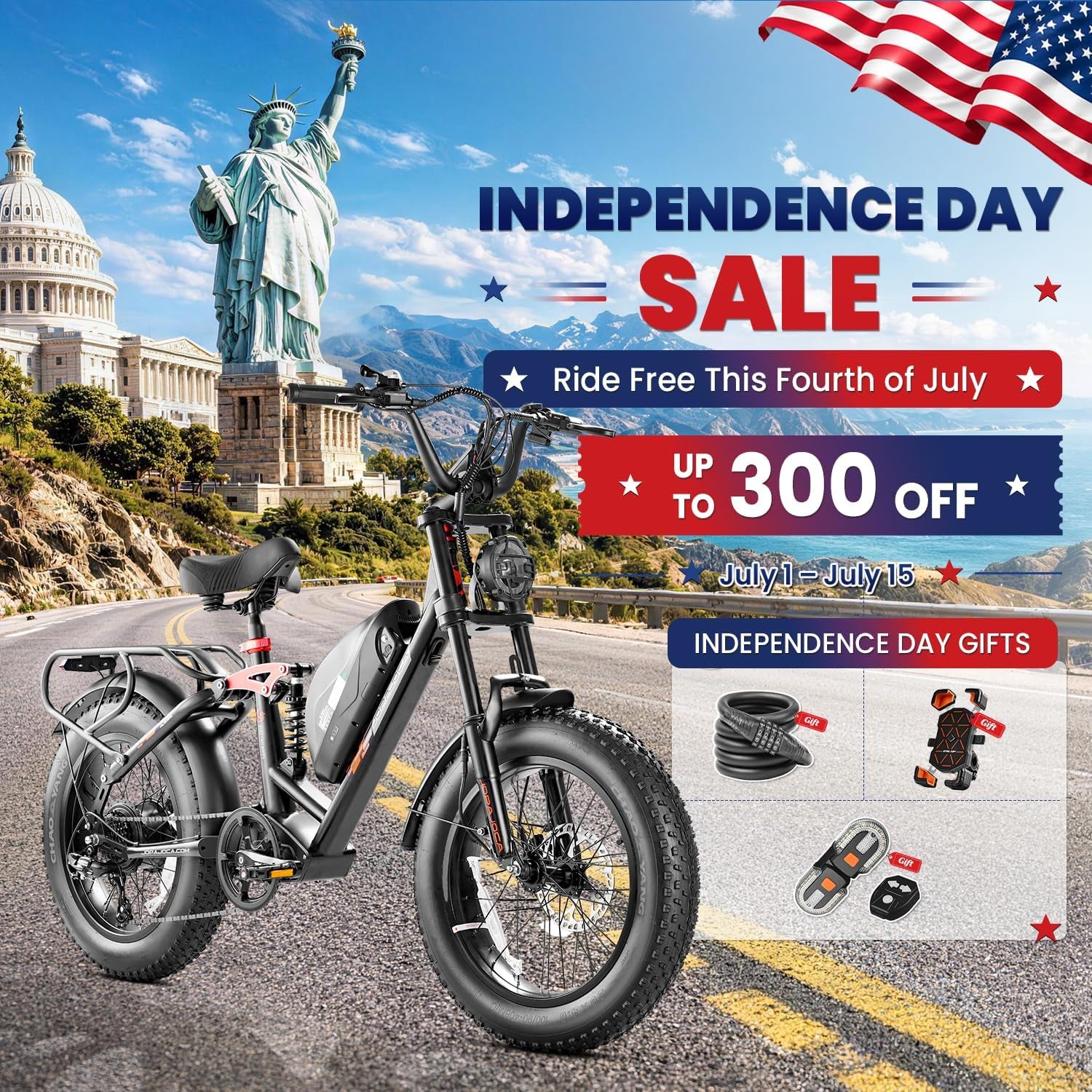 2026 Luna/Terra 3000W/1500W 33MPH Dual Motor Ebike for Men Women, 20/15Ah 80+ Mi Long Range Electric Bike for Adults, 20" Fat Tire Full Suspension All-Terrain E-Bike with Hydraulic Disc Brake