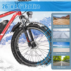 26"X4.0 Fat Tire Electric Bike, 624Wh Battery, 48V 500W Ebike Electric Mountain Bike, Cruise Control Mode, Adult E Bikes for Men, LCD Meter, 7-Speed Snow Bike Beach E-Bike for Adults UL2849