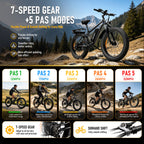 EB26 Electric Bike for Adults, Peak 1500W 48V 15Ah, 26" Fat Tire Ebike, E-Mountain Bicycle, UL2849