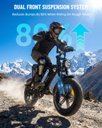 V8 Mini Electric Bike for Adults, 16" Fat Tire Ebike, 500W Electric Bicycle, 36V 10.4Ah, Black E Bike UL2849